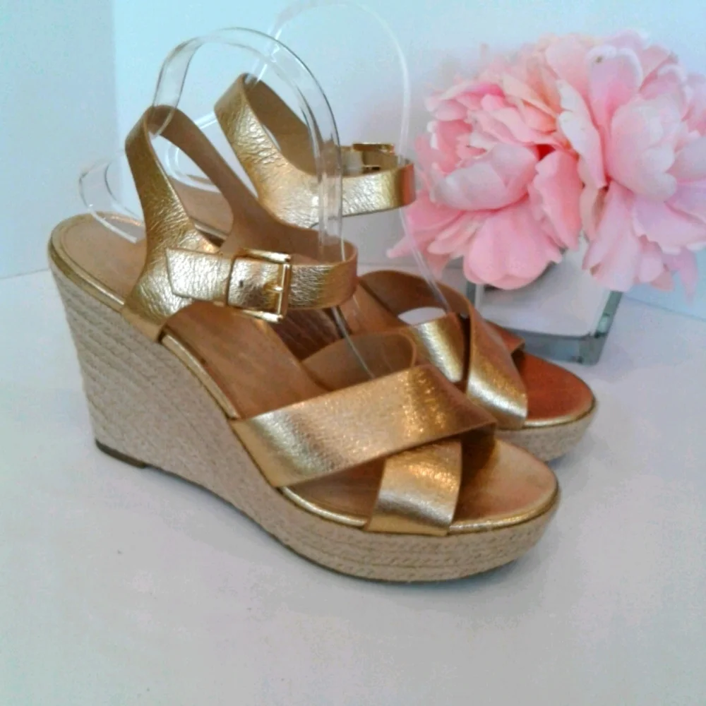 Michael Kors  gold espadrilles wedges sandals